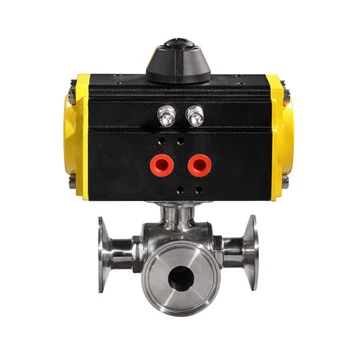 

1.2 inch Sanitary Stainless 304 Three ways T-port L-port Tri-Clamp Pneumatic Ball Valve Double Acting Food Grade Pneumatic Valve