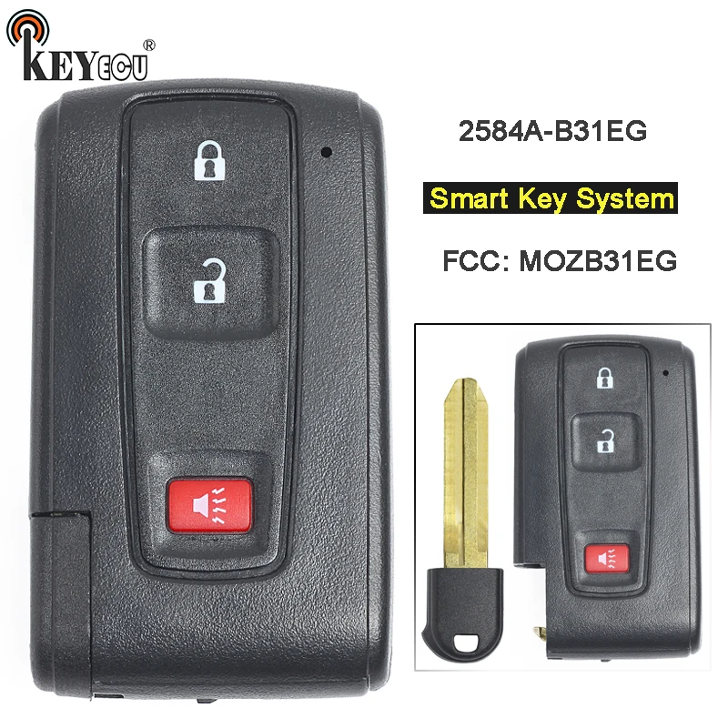 Replacement Smart Remote Key Shell Case Fob 2+1 Button for Toyota Prius MOZB31EG 