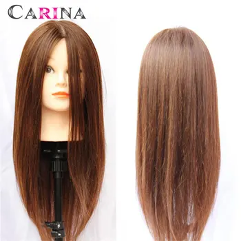 

55cm Salon Mannequin Head Hairdresser 80% Real Hair Hairdressing Doll Heads For Hairstyle Styling Practice Cosmetology Training