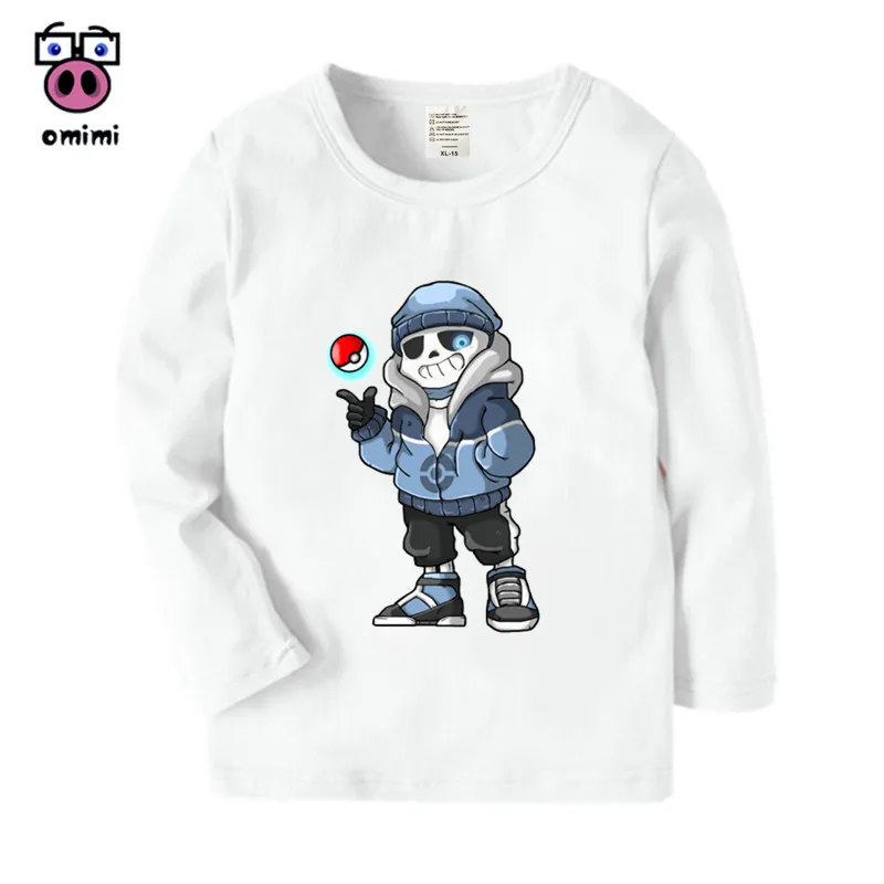 Детская футболка с длинным рукавом игра Undertale Sans мультяшным принтом для