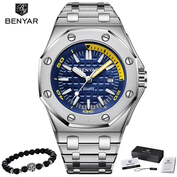 

Relogio Masculino 2019 New BENYAR Mens Watches Top Brand Luxury Date Sport waterproof Quartz Watch Man Fashion Business Clock