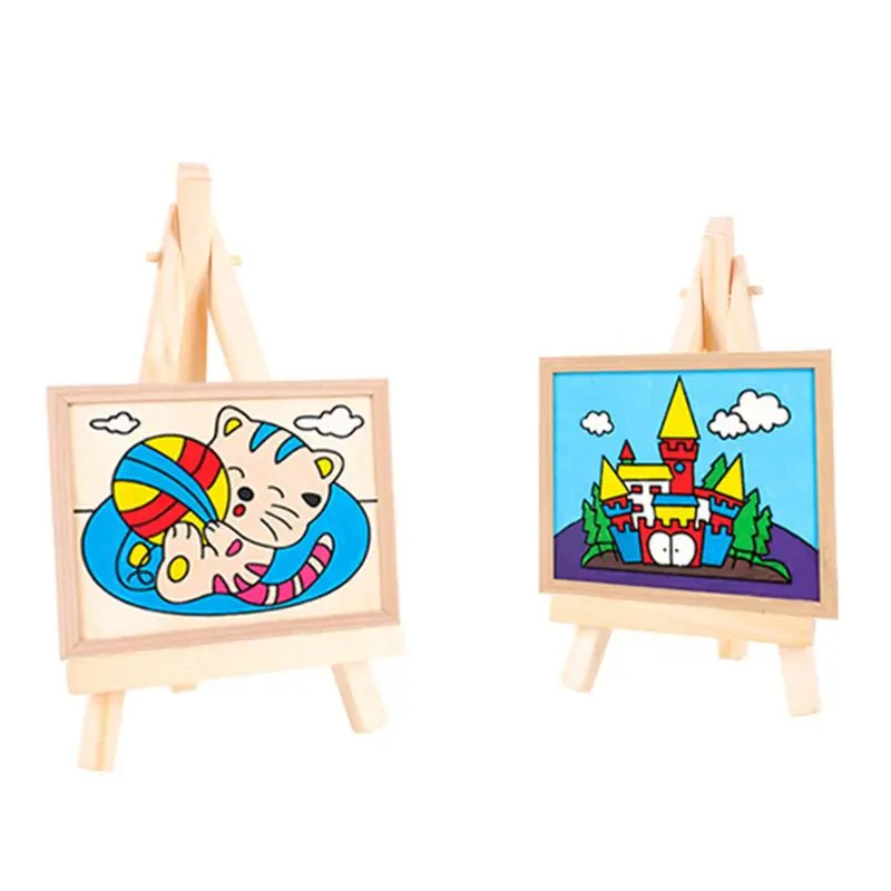 

24pcs Mini Wooden Artist Easel Triangle Wedding Table Stand Display Holder - 15 x 8 cm