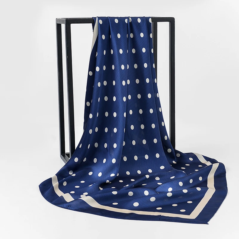 

Women Hot Sale Luxury Brand Scarf 100% Silk Feeling Shawl Scarf Foulard Dots Print Square Scarves Hijab Wraps For Girls