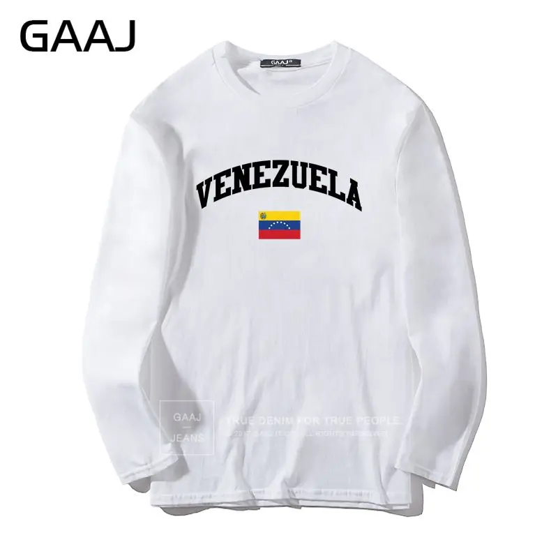 Футболка мужская GAAJ Venezuela Flag футболка брендовая одежда мужская и женская унисекс с длинными рукавами и круглым вырезом Diy напечатанная хип-хоп футболка# 5R6LX - Цвет: White