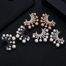 Janekelly новые трендовые Роскошные с-образные цветочные серьги-гвоздики для женщин Свадебные с кубическим цирконом CZ свадебные серьги в богемном стиле