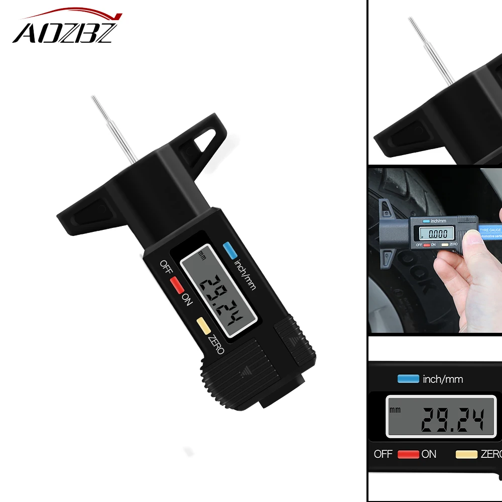 Digital Tread Depth Gauge 0 25mm Depthometer for Wheel Tread Steel