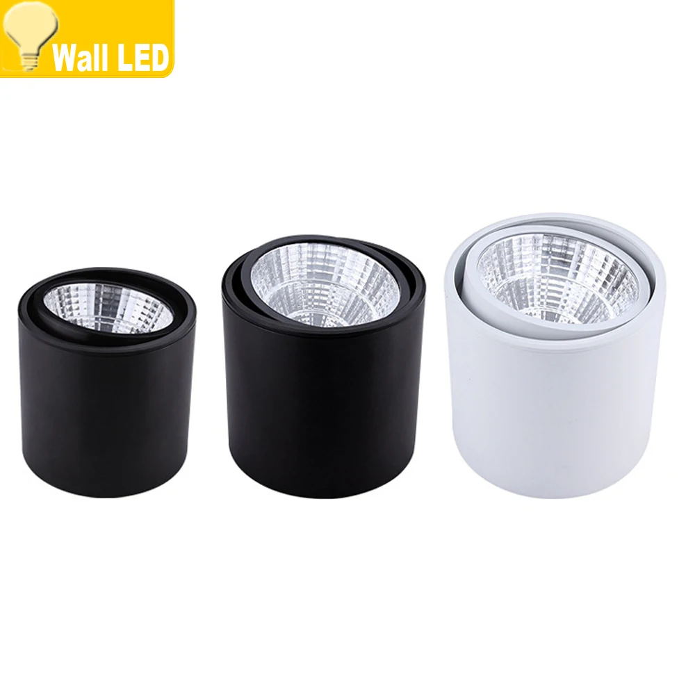

Surface mounted dimmable white/black led COB downlight 5W/7/10W/15W/20W led lamp ceiling AC85-265V spot light with led driver