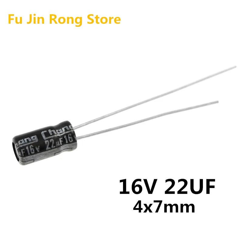 Высокое качество 100 шт 16V 22 мкФ 220mf 105C 4X7mm алюминиевый электролитический kapasitor 220 16v