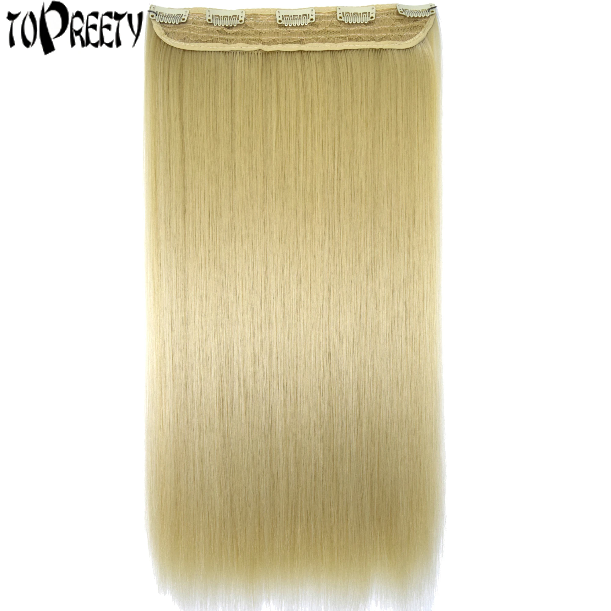 TOPREETY термостойкие B5 синтетические волосы 130гр 24 "60 см шелковистые прямые 5 клипсов на заколках для наращивания волос GS-666