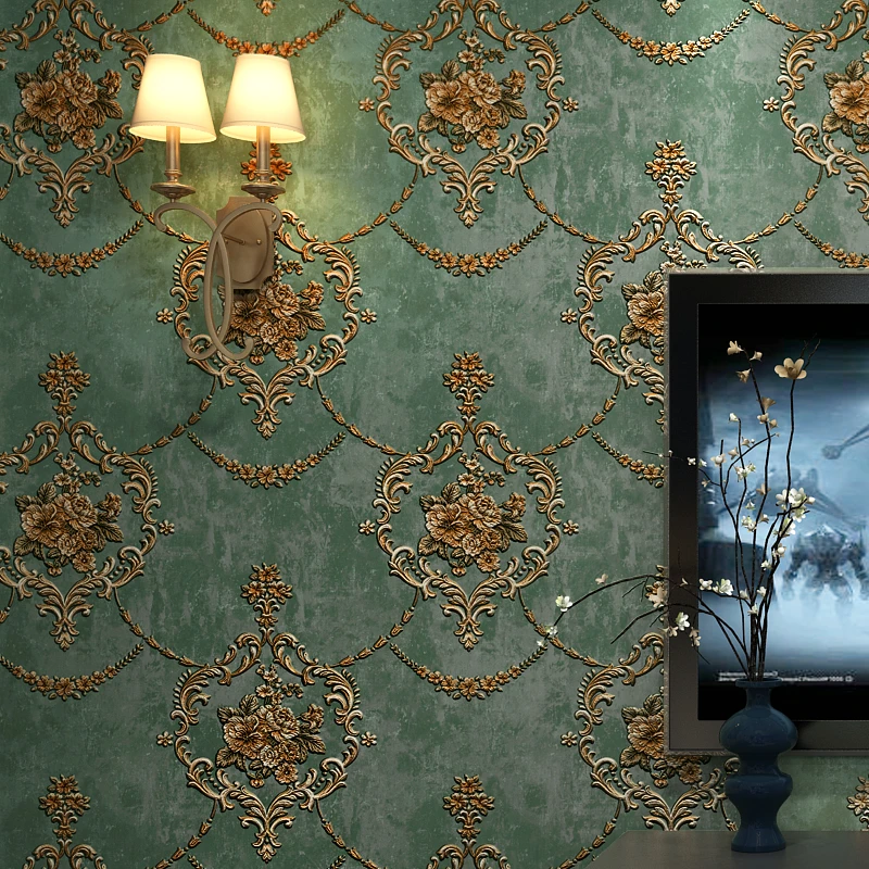 ハイエンドの高級ヨーロッパ壁紙 3d 寝室リビングルーム牧歌救済大輪の花壁紙テレビの背景の家の装飾 壁紙 Aliexpress