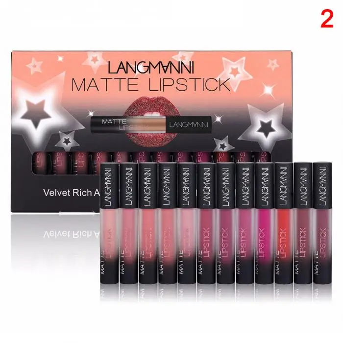 Matte Batom Caneta Líquido Veludo Esmalte Lábio Cosméticos Kg66 Kit 12 Pcs 24 Líquido Veludo Esmalte Lábio Cosméticos KG66