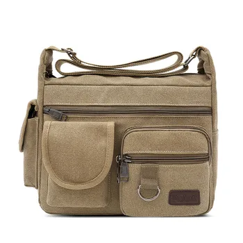 

New canvas men shoulder bag large capacity multi-layer Messenger bags student cross-border leisure bag