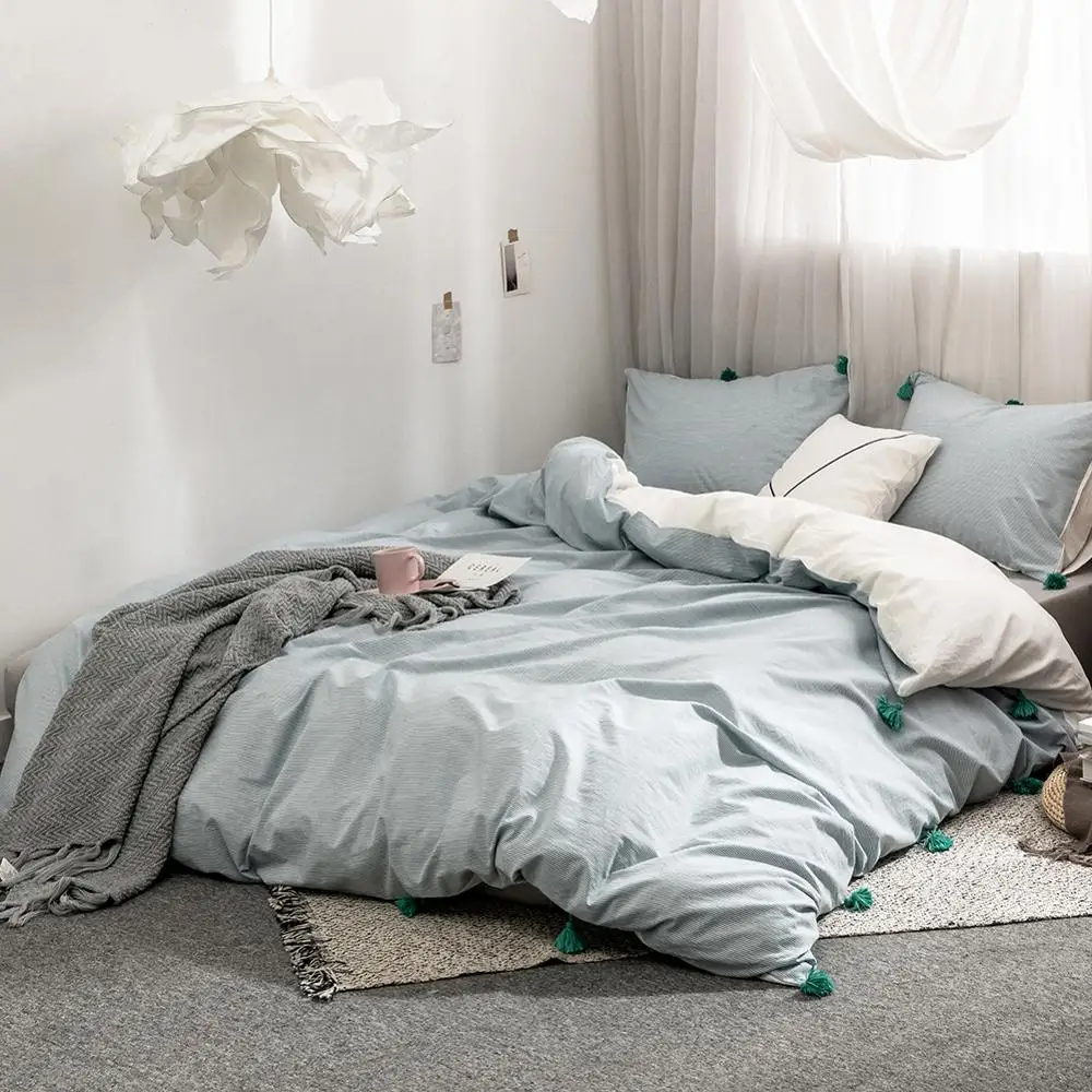 

Blue Stripe 3 pcs Bedding Sets Bohemian Wash Pendant Include Soft Duvet Cover Pillowcase Bedding Linens Home Textile
