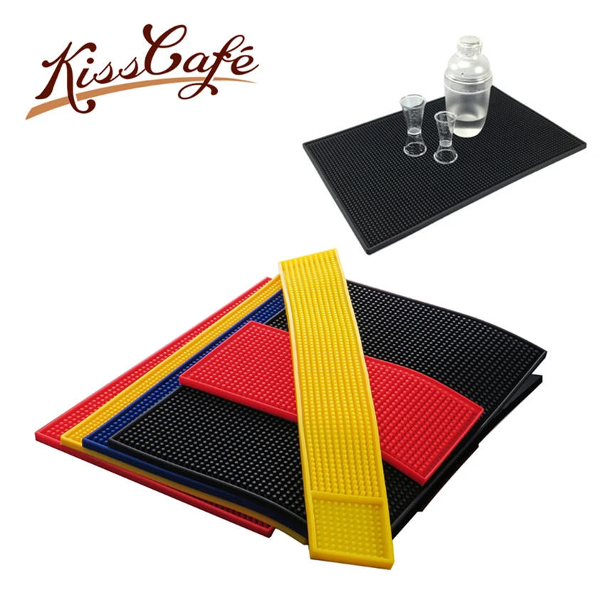 

Pvc Bar Mat 1 pc 3 Size & 4 Color Rectangle PVC Bar Mat Rubber Beer Bar Service Spill Mat For Table Black Water Proof Mat