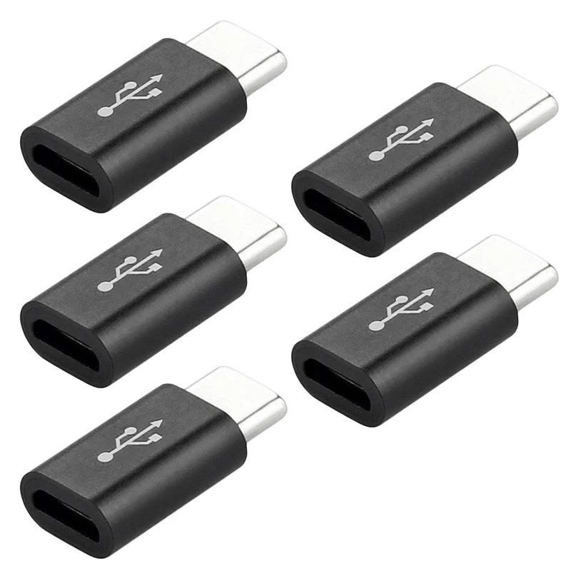 5 PCS Mini Portable Exquisite Micro To USB-C Type-C Practical USB 3.1 Data Charging Converter Adapter For Samsung Huawei Xiaomi - Цвет: 5pcs Black