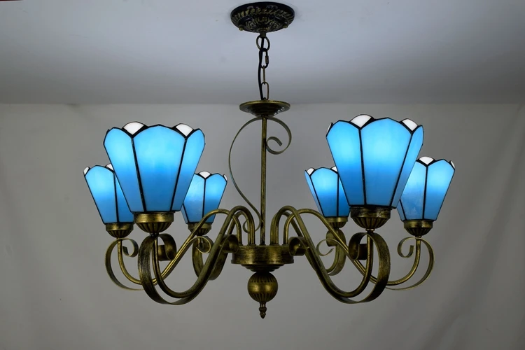Средиземноморский Тиффани барокко пятнистости Стекло подвесной светильник E27 110-240 В цепи подвесные светильники для дома салон столовая