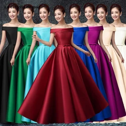 Robe demoiselle d'honneur2019 new Boat Neck satin cap sleeve a line burgundy Turquoise royal blue gree bridesmaid dresses long Robe demoiselle d'honneur2019 new Boat Neck satin cap sleeve a line burgundy Turquoise royal blue gree bridesmaid dresses long