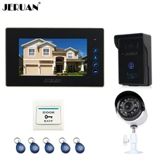 JERUAN 7 inch LCD Video door Phone Entry intercom System kit RFID Access IR Night Vision Camera + metal 700TVL Analog Camera
