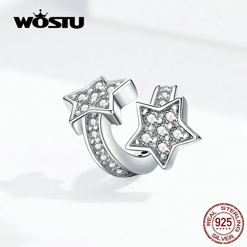 

WOSTU Fashion Bright Star 100% 925 Sterling Silver Beads Charm Fit Original Bracelet Bangle Pendant DIY Jewelry Making FIC1244