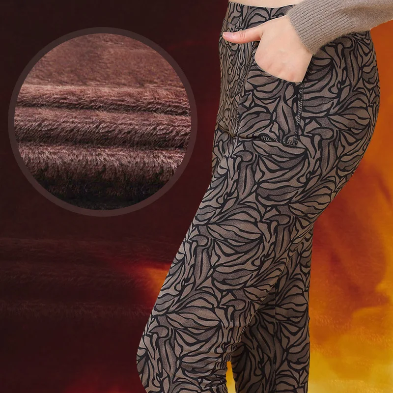 New Arrival Autumn Winter Plus Velvet Thick Warm Leggings Women Plus Size XXXL Printing Warm Trousers Lady\'s Pants