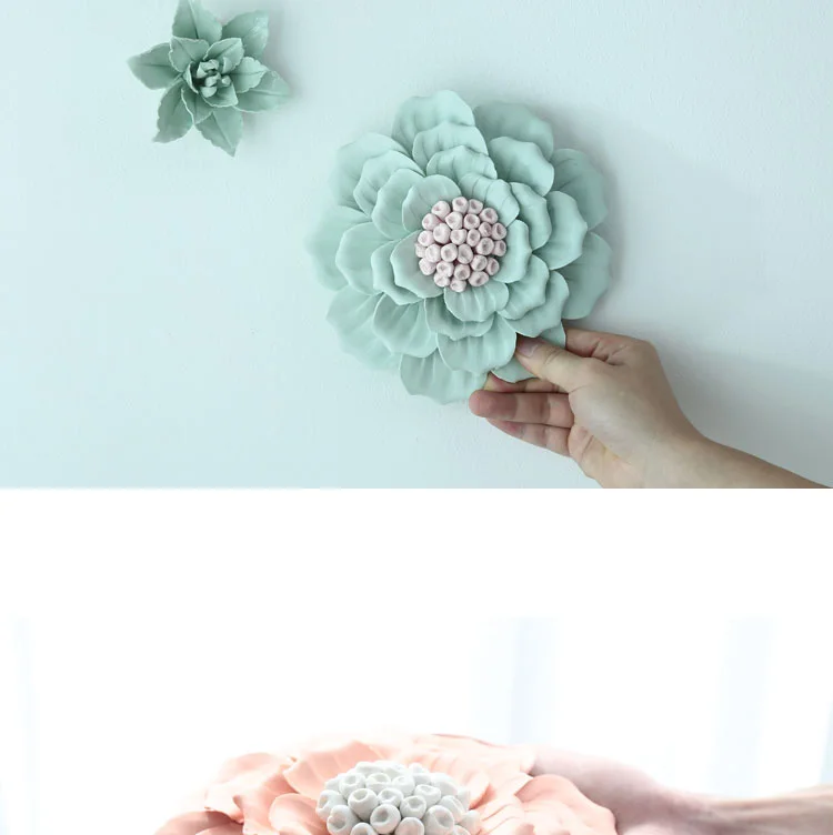 Современный 3D стерео настенный керамический цветок настенный подвешивание поддельные цветы украшения ремесла украшение дома гостиной настенный фон Фреска