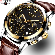 LIGE Casual Leather Watchband Mens Watches Top Brand Luxury Men's Fashion Waterproof Quartz Gold Watch For Men Relogio Masculino LIGE Casual Leather Watchband Mens Watches Top Brand Luxury Men's Fashion Waterproof Quartz Gold Watch For Men Relogio Masculino
