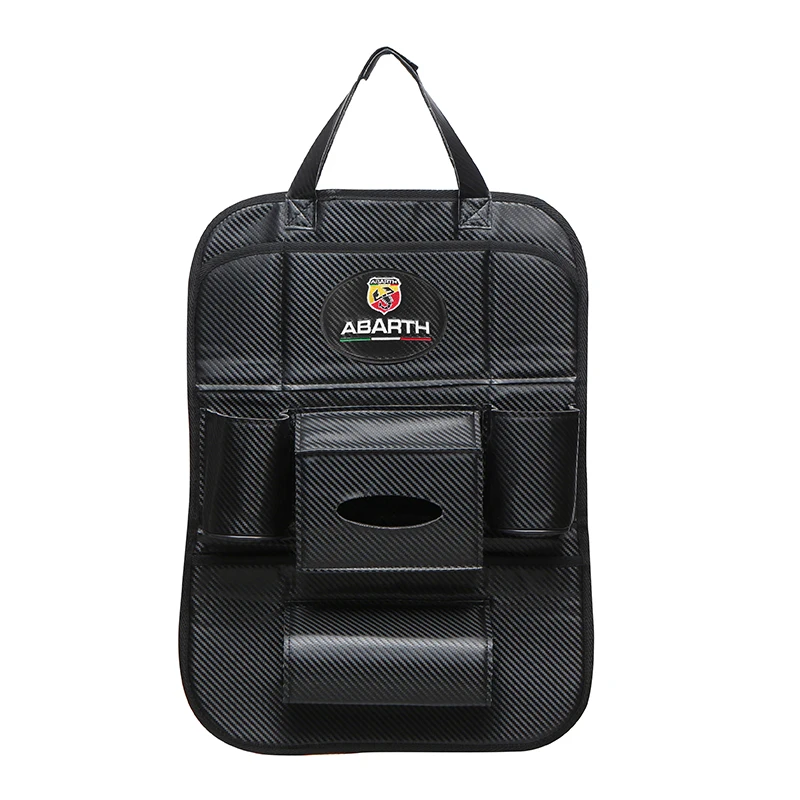 High quality for ABARTH emblem carbon fiber style car seat back bag storage for Fiat Alfa Romeo ferrari lamborghini accessories