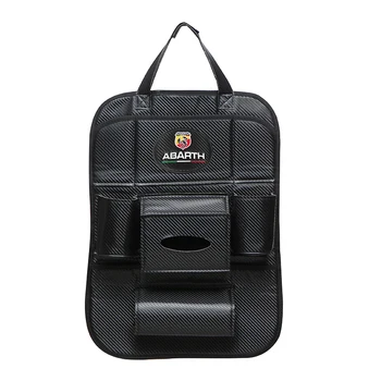 

High quality for ABARTH emblem carbon fiber style car seat back bag storage for Fiat Alfa Romeo ferrari lamborghini accessories