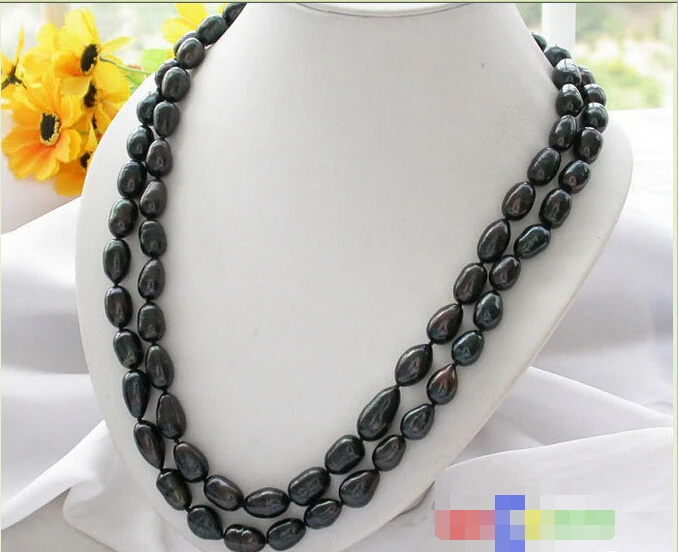 

A 46" 16MM BLACK RICE FRESHWATER CULTURED PEARL NECKLACE p2126