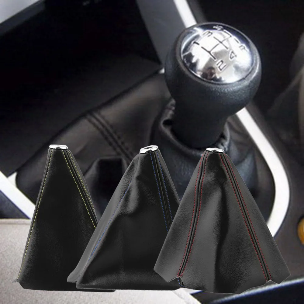 Black Pu Leather Rubber Gear Shift Boot Shift Gear Lever Collar Cover