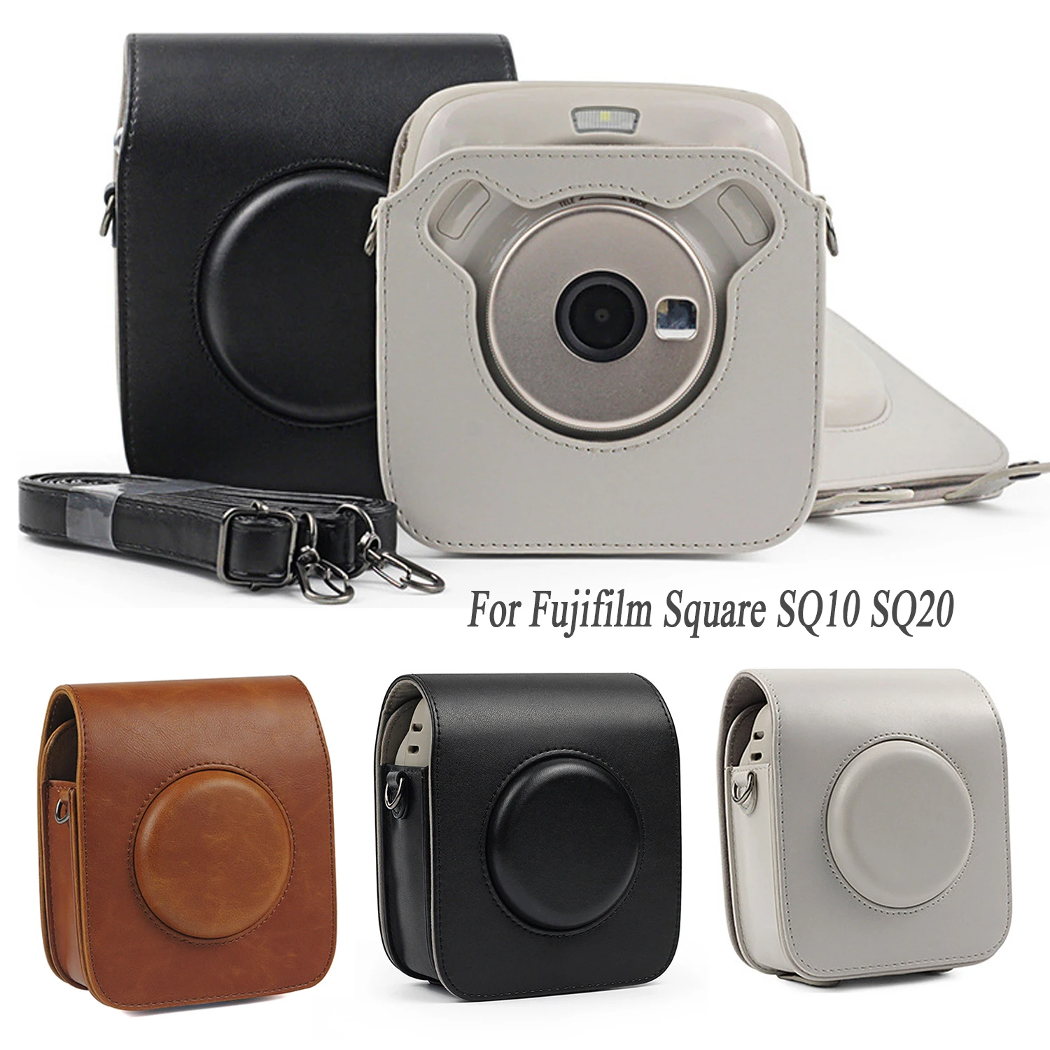 

Besegad PU Leather Storage Carrying Protective Bag Case with Shoulder Strap for Fujifilm Instax Square SQ10 SQ20 Instant Camera