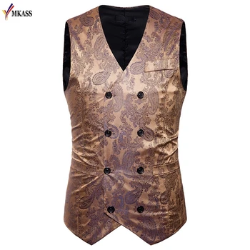 

2018 New Arrivel Mens Waistcoats Spring Slim Fit Men Vest Suit Paisley Coletes Chaleco Hombre For Party Wedding Size S-XXL