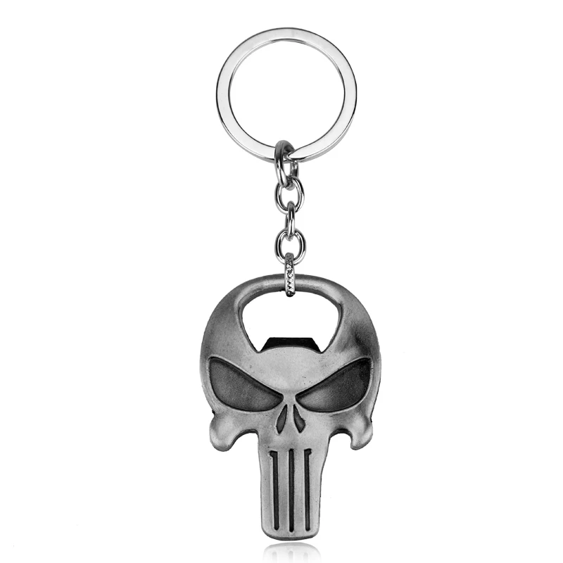 

Fashion Game The Punisher Key Chain Black Grey Bronze Skull Mask Bottle Opener Keychain Fashion Cool Pendant Keyring For Women