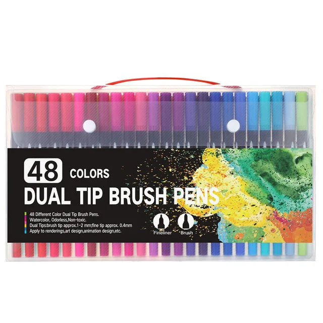 12/18/24/36/48/72/100 Colors Dual Brush Art Markers Pen Fine Tip and Brush Tip Pens for Journals Coloring Books Calligraphy - Цвет: 48 Colors