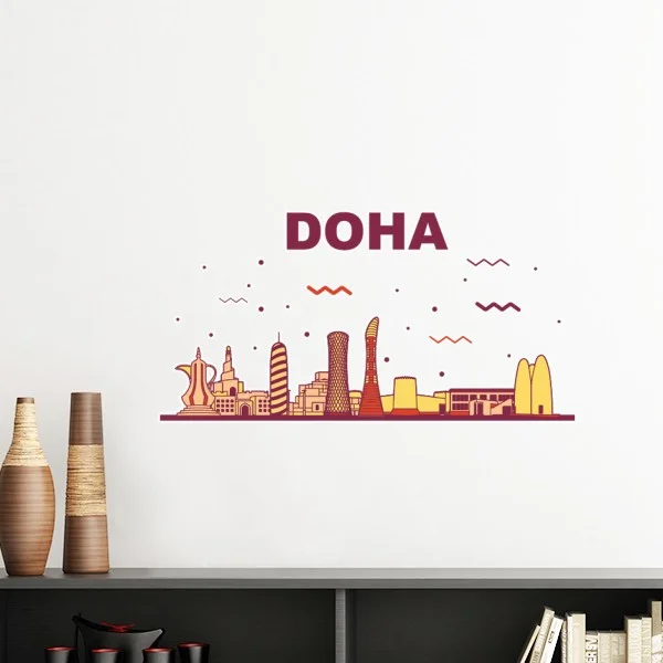 Handpainted City Landmark Building Doha Culture Elements Removable