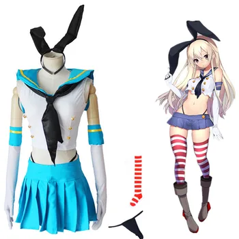 

Anime Kantai Collection Costume Shimakaze Cosplay Girl Navy Uniform Women Sexy miniskirt Halloween Party Cosplay Costume Suit
