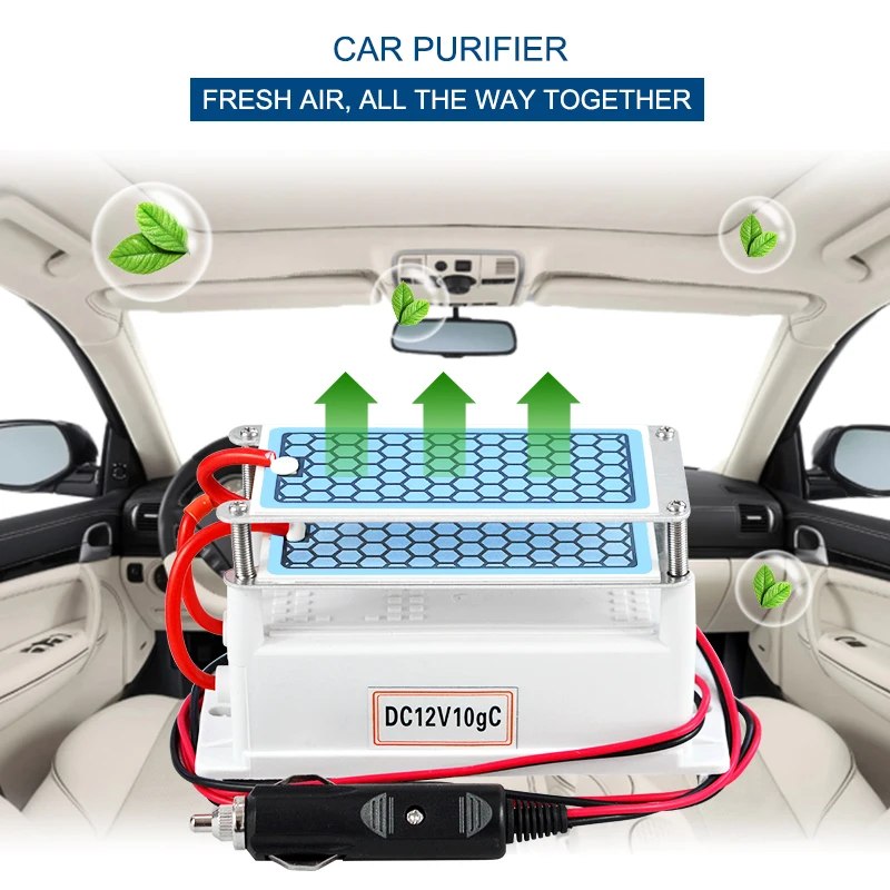 10g Car Air Purifier Freshener Ozone Generator 12v Humidifier Air Purifier Cleaner Car Purifier Ceramic Plate Air Sterilizer