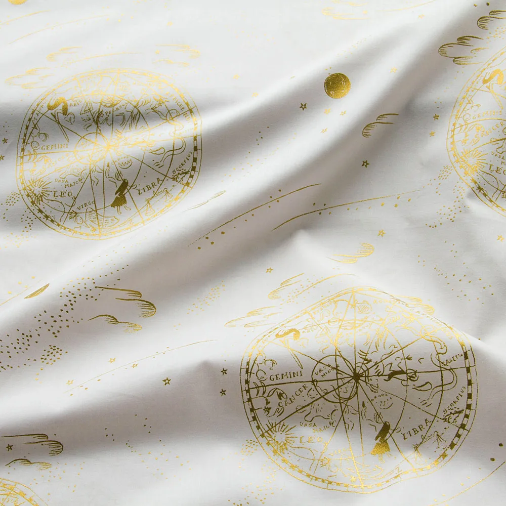 

50cm*110cm Lawn Cotton Fabric Patchwork Quilting Fabric Celestial Metallic Fabric A