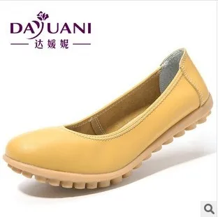 Promotions 2014 autumn mother work shoes genuine leather women shoes Slip on Ballet Flats Comfort Anti