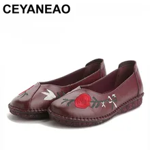 CEYANEAO/Женская обувь на плоской подошве; женская обувь ручной работы из натуральной кожи на плоской подошве; обувь с круглым носком; высокое качество; модная летняя обувь