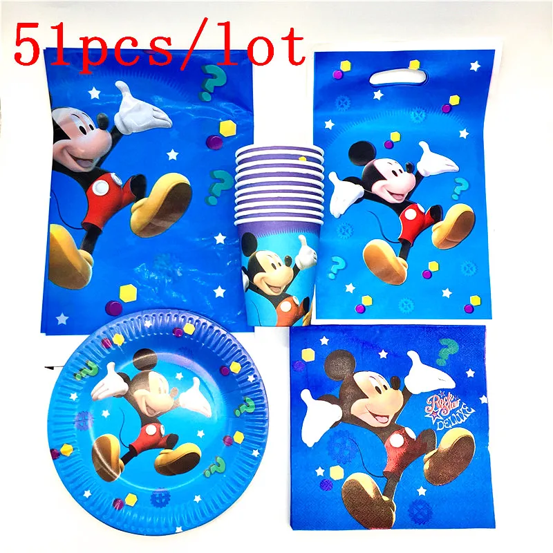 

51pcs/lot Mickey Cartoon Theme set birthday happy party child like paper towel birthday party decoration supplies for children