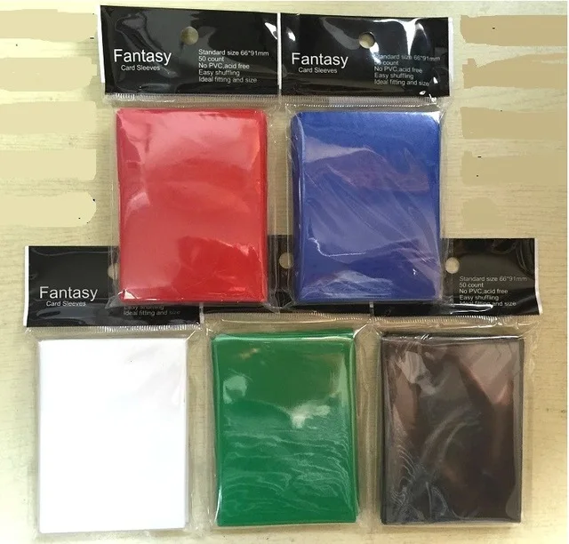 

50pcs/pack colored cards Protector 66*91mm Sleeves Magic Three Kingdom the collection Football Star Card Board Game cards holder