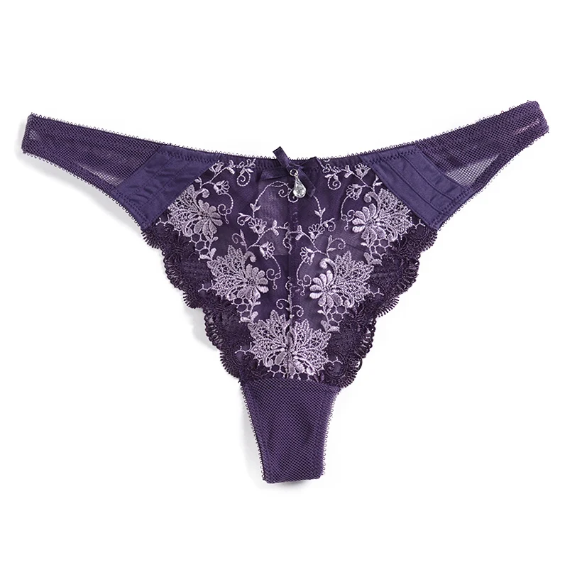 

Victoria's Masquerade Women's Embroidery Pattern G-String Smoother Mesh Panels Thong Sexy Intimates Plus Size Underwear