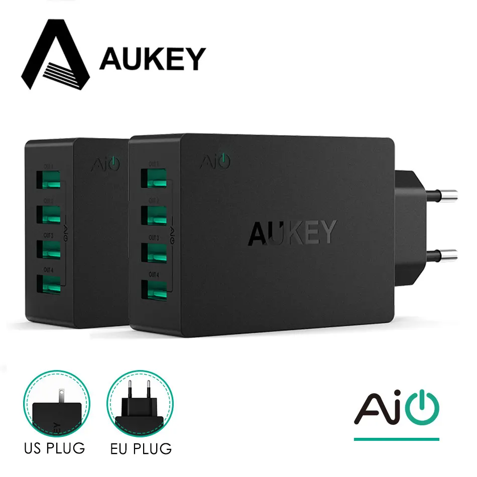 Aukey Универсальный 4 Порты USB Зарядное устройство Путешествия стены адаптер для