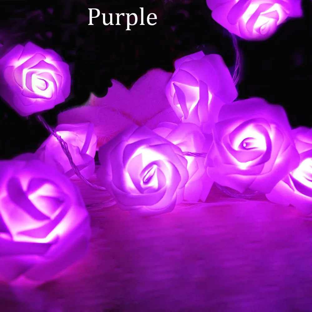 Coloridas do Feriado Festa de Casamento Decoração de Natal Decoração ao ar Livre do Diodo Emissor de Luz Rosa Bateria Led String Luzes 2m 20 Luz 6 Fios de LED