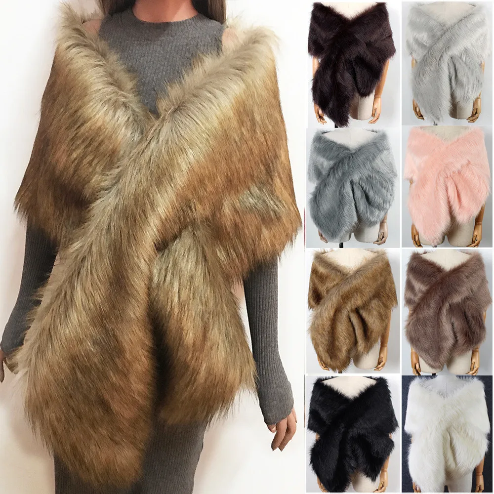 Only Beautiful Women Luxury Bridal Faux Fur Shawl Wraps Cloak Coat Sweater CapeFashion Ladies Fur