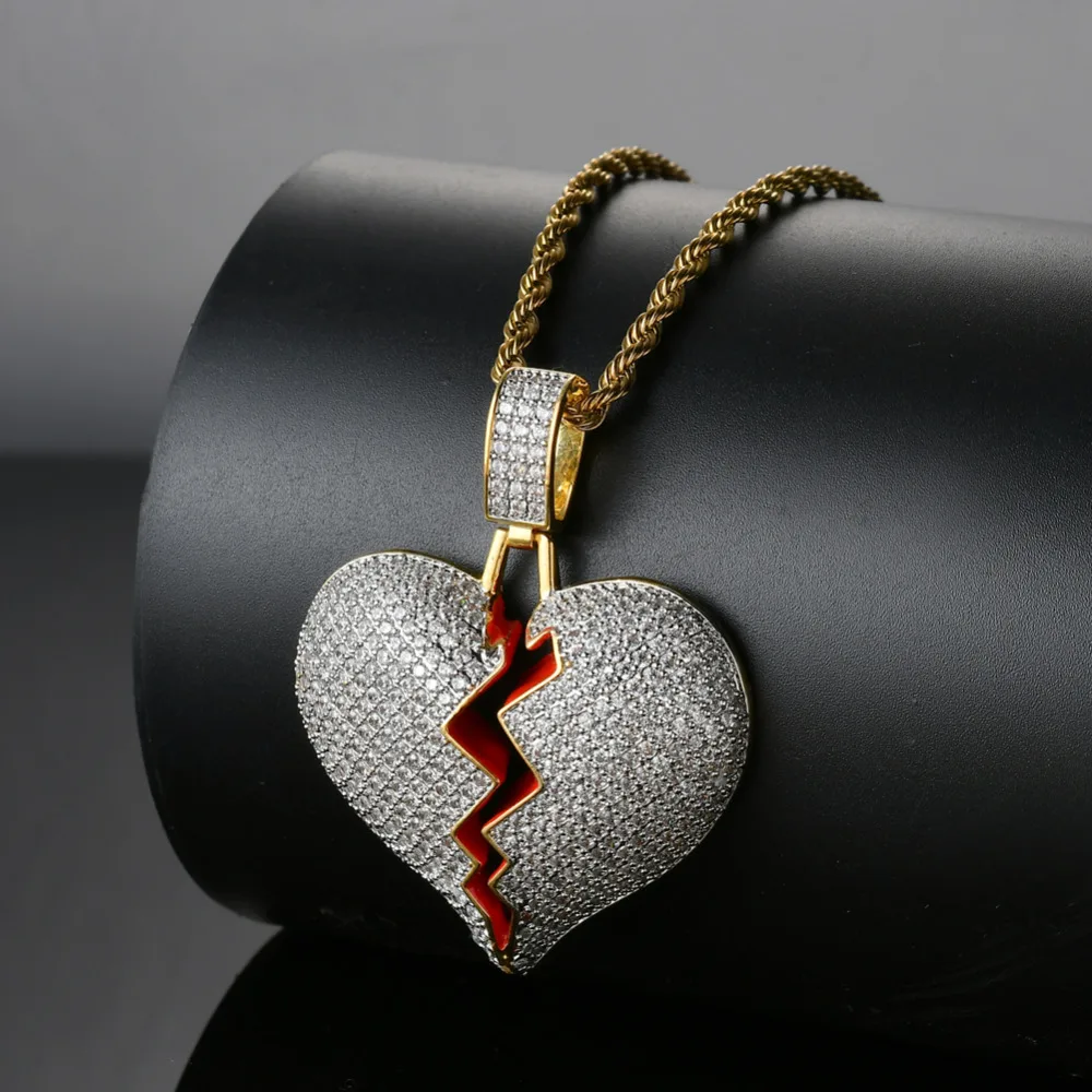 Bling Hip Hop Heart Pendant All Iced Out Real Micro Pave