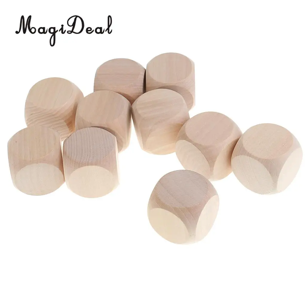 Set of 10Pcs 4cm/1.57'' Wooden Blank Dices D6 Dice for D&D for RPG for MTG Party Board Games Children Kids DIY Toys