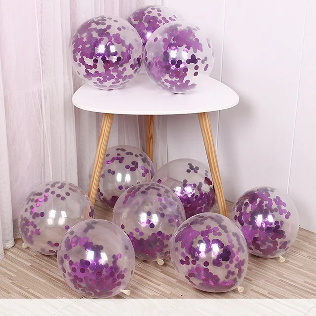 5 шт золотые серебряные конфетти воздушные шары с днем рождения Надувные латексные шары, гелий украшения для свадьбы дня рождения - Цвет: Purple confetti