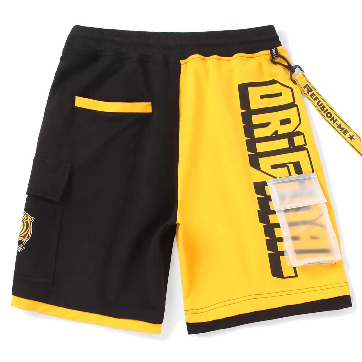 

Contrast Color Tiger Head Printed Fashion Streetwear Casual Cotton Shorts Loose Plus Size M-5XL Knee Length Joggers Men Shorts